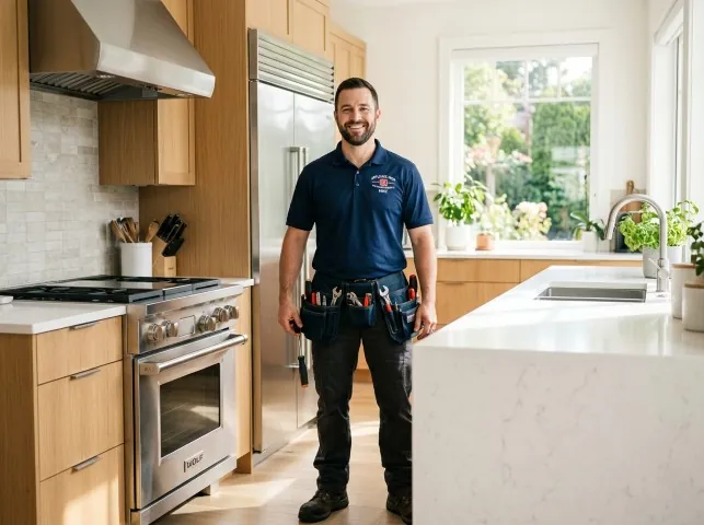 Appliance Repair Hero technician in a Annandale, VA kitchen after an appliance repair